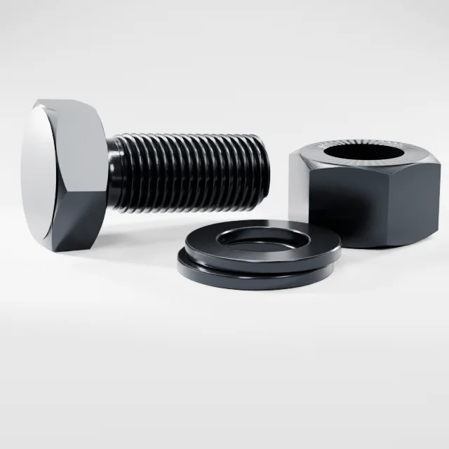 Heavy Hex Bolt Assemblies M33×75 10.9S Alloy Steel Black Oxide, Product rendering