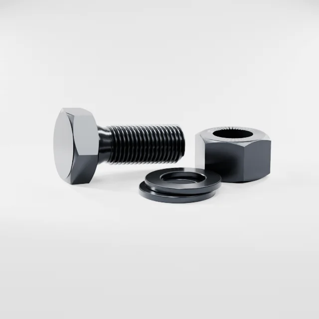 Heavy Hex Bolt Assemblies M33×80 10.9S Alloy Steel Black Oxide, Product rendering