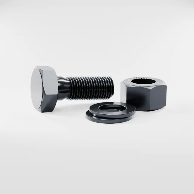 Heavy Hex Bolt Assemblies M33×85 10.9S Alloy Steel Black Oxide, Product rendering