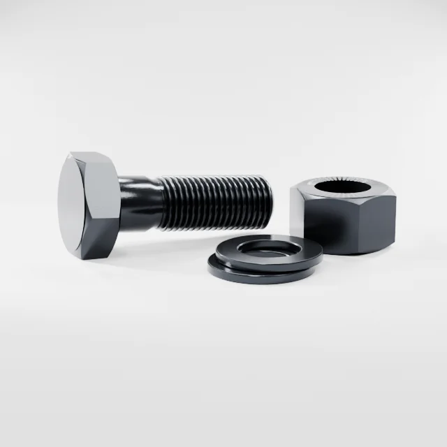 Heavy Hex Bolt Assemblies M33×100 10.9S Alloy Steel Black Oxide, Product rendering