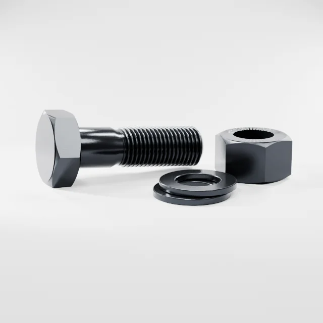 Heavy Hex Bolt Assemblies M33×110 10.9S Alloy Steel Black Oxide, Product rendering