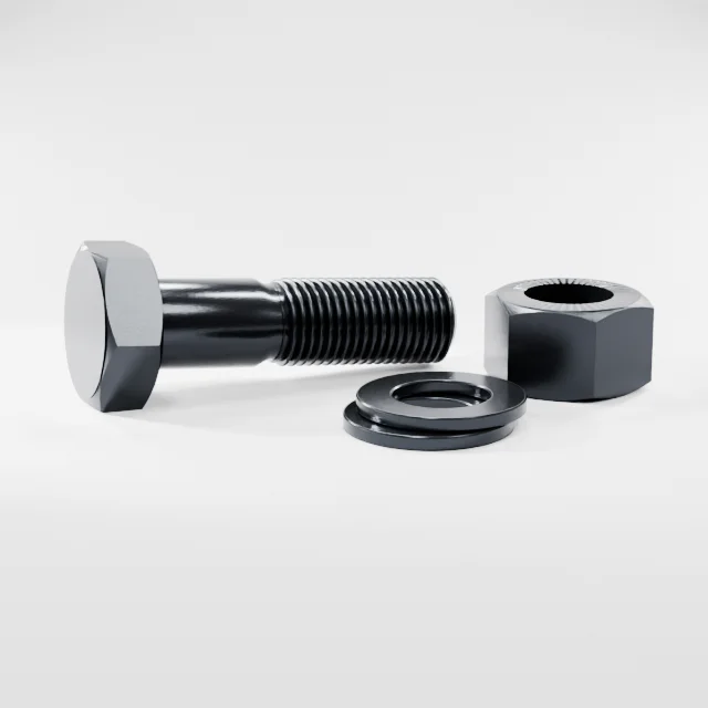 Heavy Hex Bolt Assemblies M33×120 10.9S Alloy Steel Black Oxide, Product rendering