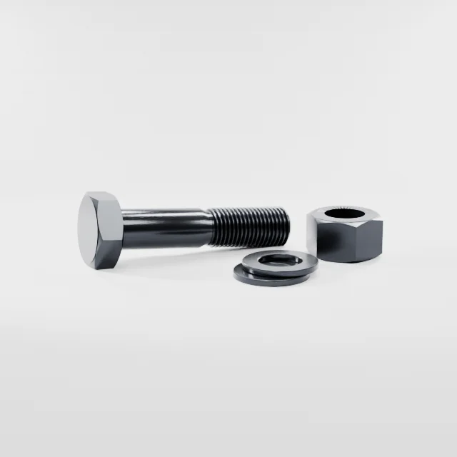 Heavy Hex Bolt Assemblies M33×150 10.9S Alloy Steel Black Oxide, Product rendering