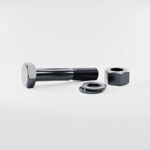 Heavy Hex Bolt Assemblies M33×170 10.9S Alloy Steel Black Oxide, Product rendering