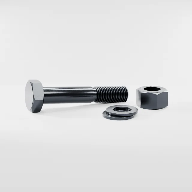 Heavy Hex Bolt Assemblies M33×180 10.9S Alloy Steel Black Oxide, Product rendering