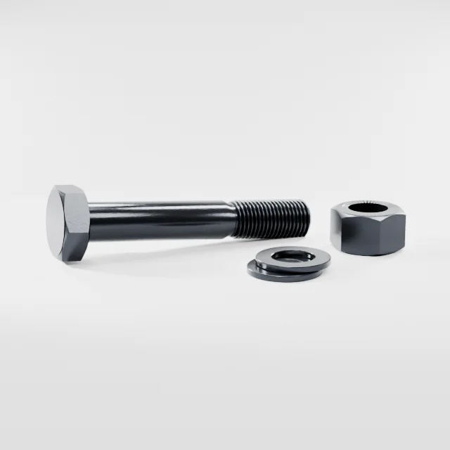 Heavy Hex Bolt Assemblies M33×200 10.9S Alloy Steel Black Oxide, Product rendering