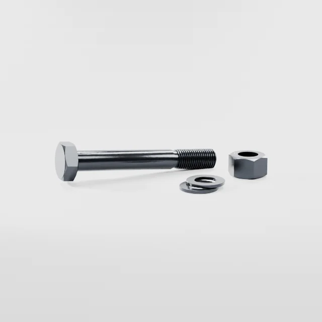 Heavy Hex Bolt Assemblies M33×240 10.9S Alloy Steel Black Oxide, Product rendering