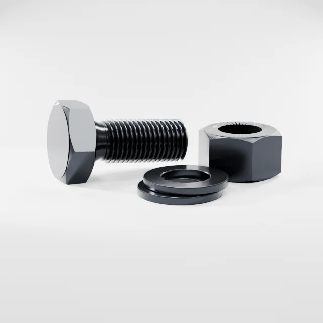 Heavy Hex Bolt Assemblies M36×85 10.9S Alloy Steel Black Oxide, Product rendering