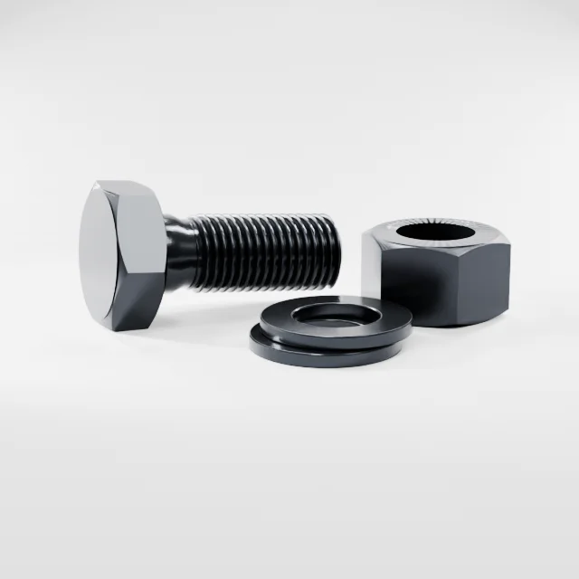 Heavy Hex Bolt Assemblies M36×90 10.9S Alloy Steel Black Oxide, Product rendering