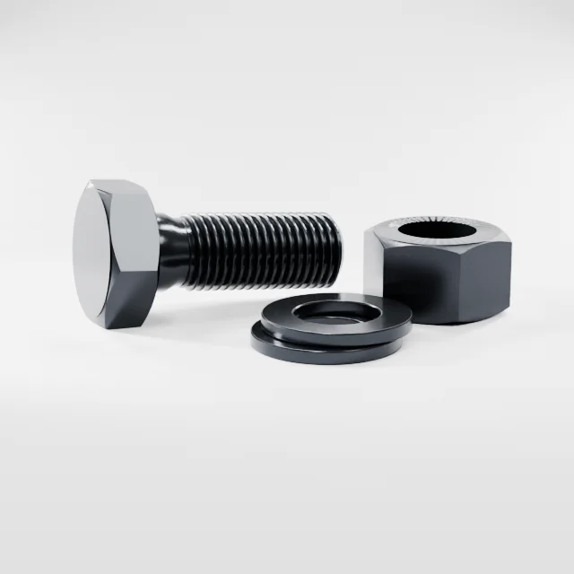Heavy Hex Bolt Assemblies M36×95 10.9S Alloy Steel Black Oxide, Product rendering
