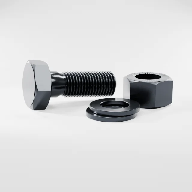 Heavy Hex Bolt Assemblies M36×100 10.9S Alloy Steel Black Oxide, Product rendering