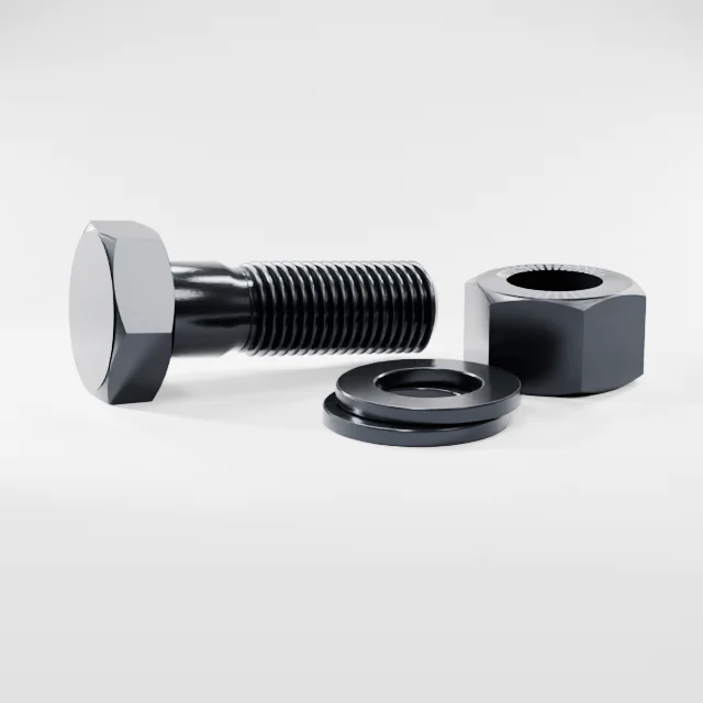 Heavy Hex Bolt Assemblies M36×110 10.9S Alloy Steel Black Oxide, Product rendering
