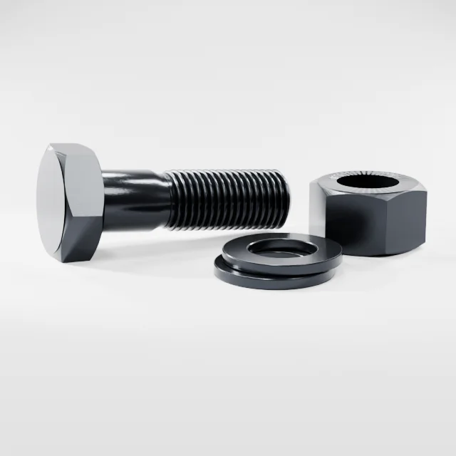 Heavy Hex Bolt Assemblies M36×120 10.9S Alloy Steel Black Oxide, Product rendering