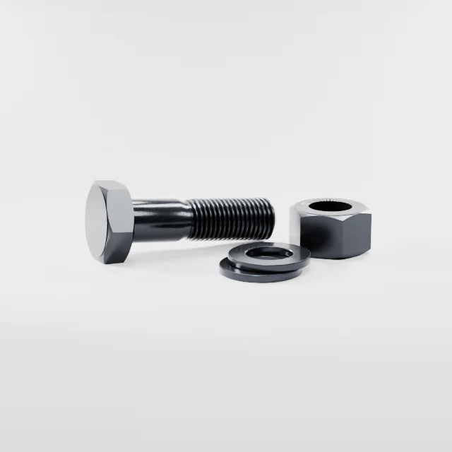 Heavy Hex Bolt Assemblies M36×130 10.9S Alloy Steel Black Oxide, Product rendering