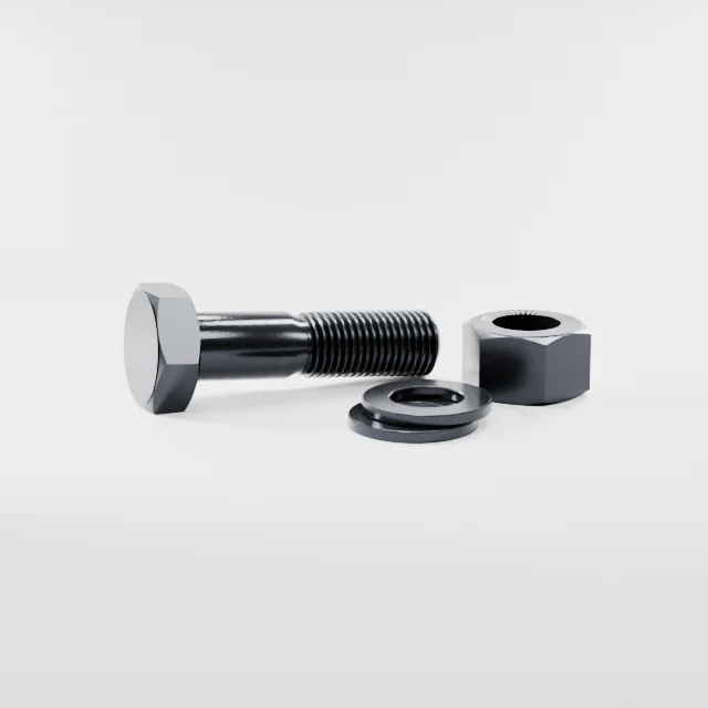 Heavy Hex Bolt Assemblies M36×140 10.9S Alloy Steel Black Oxide, Product rendering