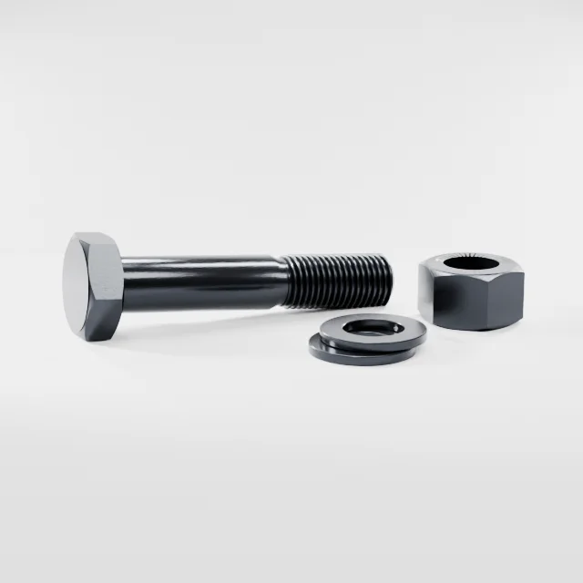 Heavy Hex Bolt Assemblies M36×190 10.9S Alloy Steel Black Oxide, Product rendering