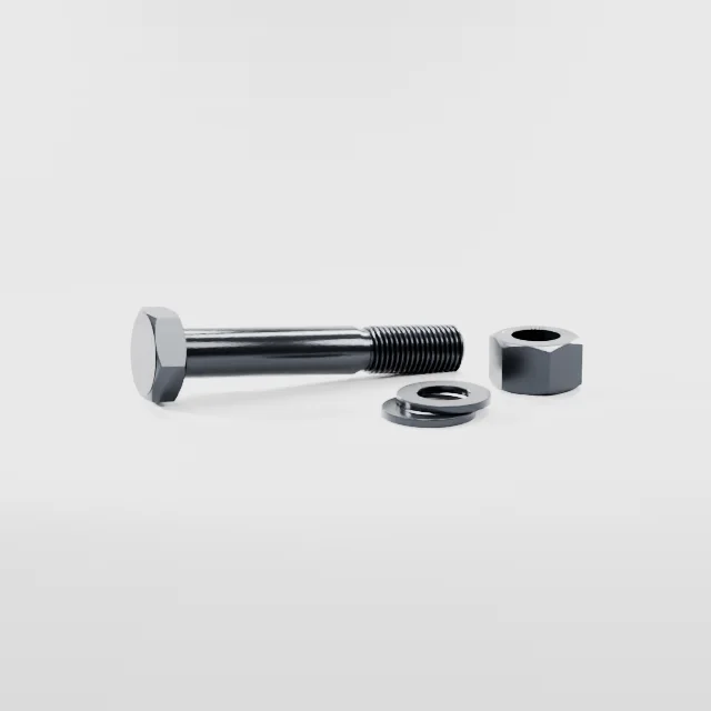 Heavy Hex Bolt Assemblies M36×220 10.9S Alloy Steel Black Oxide, Product rendering