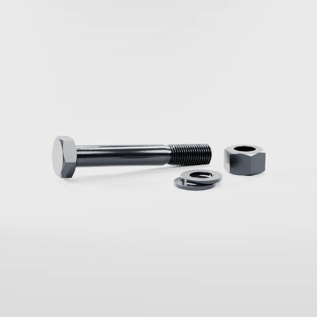 Heavy Hex Bolt Assemblies M36×240 10.9S Alloy Steel Black Oxide, Product rendering