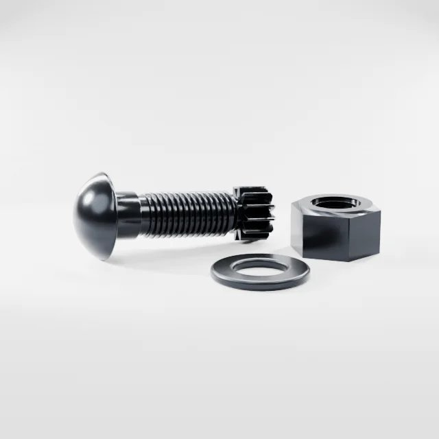 Tension Control Bolts M20×55 10.9S Alloy Steel Black Oxide, Product rendering