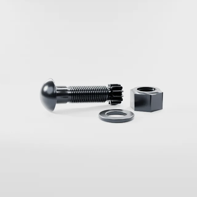 Tension Control Bolts M22×70 10.9S Alloy Steel Black Oxide, Product rendering