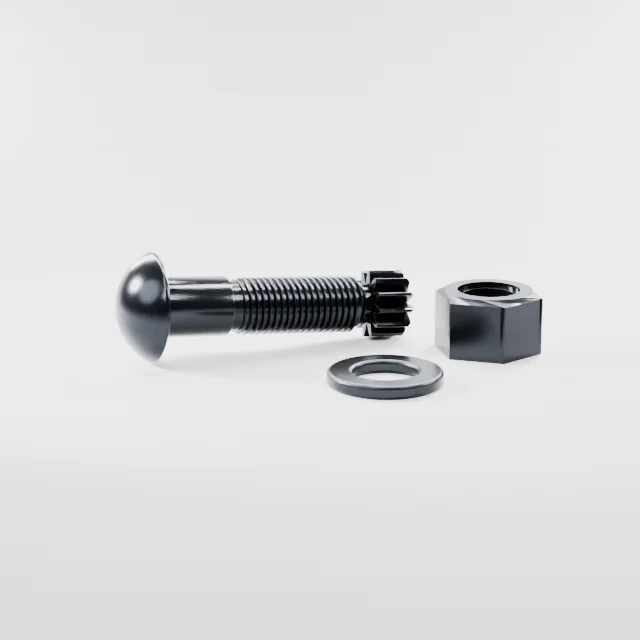 Tension Control Bolts M22×80 10.9S Alloy Steel Black Oxide, Product rendering