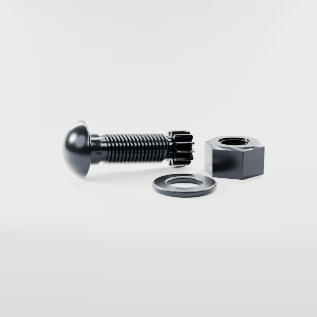 Tension Control Bolts M24×65 10.9S Alloy Steel Black Oxide, Product rendering