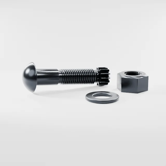 Tension Control Bolts M24×95 10.9S Alloy Steel Black Oxide, Product rendering