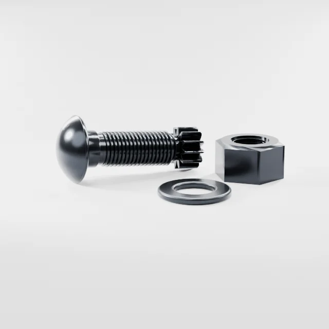 Tension Control Bolts M27×70 10.9S Alloy Steel Black Oxide, Product rendering