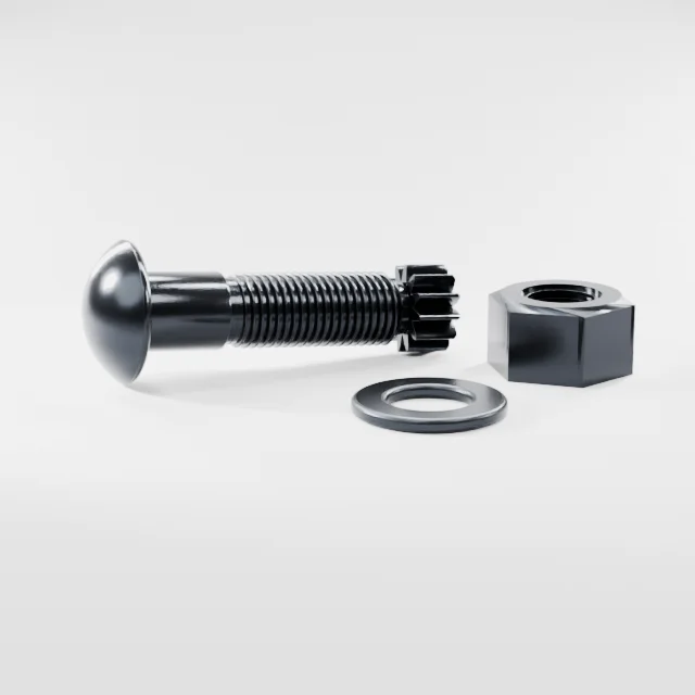 Tension Control Bolts M27×95 10.9S Alloy Steel Black Oxide, Product rendering