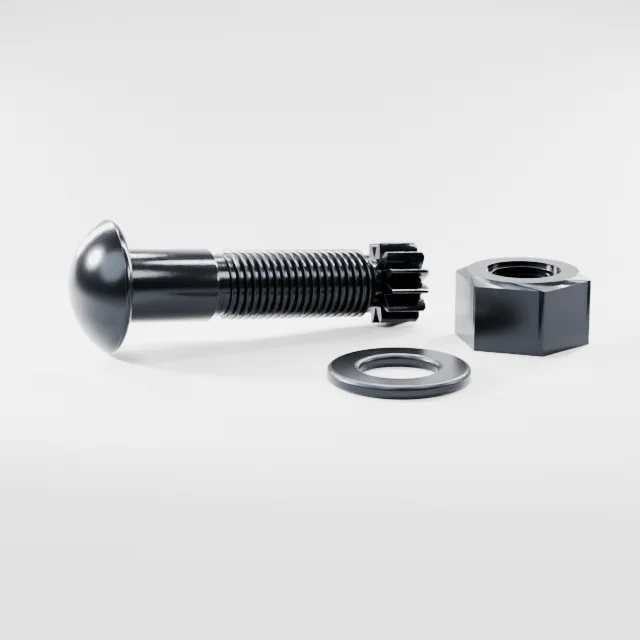 Tension Control Bolts M27×100 10.9S Alloy Steel Black Oxide, Product rendering