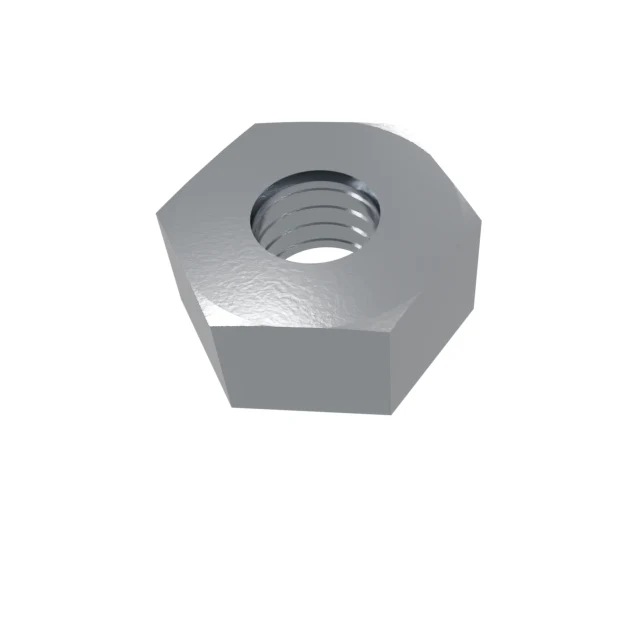 Hex Nuts (Coarse/Fine/Lock) M3 8 Carbon Steel Zinc Plated, Product rendering