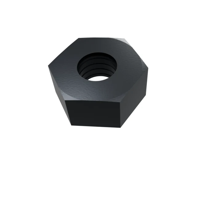 Hex Nuts (Coarse/Fine/Lock) M3 10 Carbon Steel Black Oxide, Product rendering