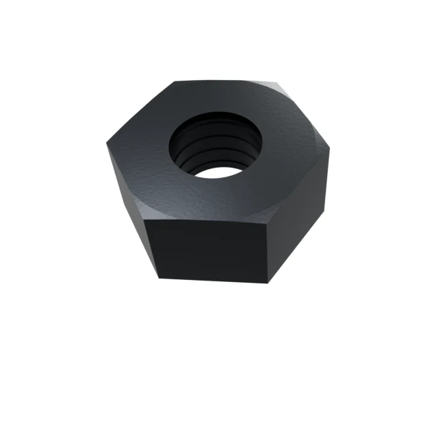 Hex Nuts (Coarse/Fine/Lock) M4 10 Carbon Steel Black Oxide, Product rendering