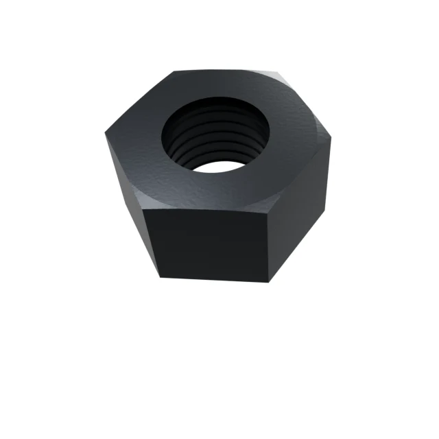 Hex Nuts (Coarse/Fine/Lock) M30 12 Carbon Steel Black Oxide, Product rendering